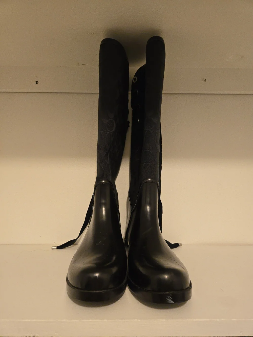 Coach Black Lace-Up Signature  Boots